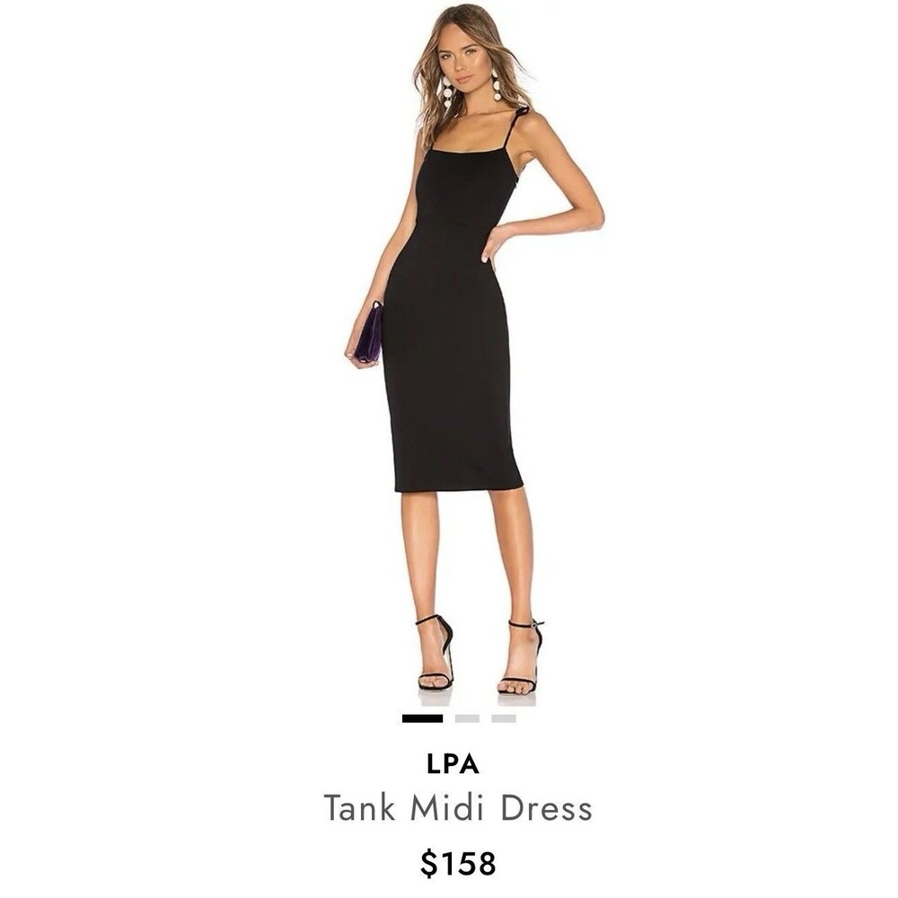 LPA REVOLVE TANK MIDI BLACK DRESS SIZE MEDIUM M